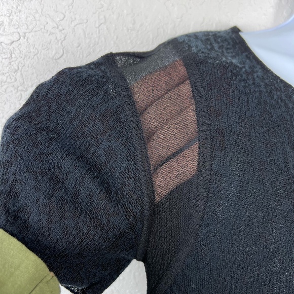 Eileen Fisher Knit black blouse, sheer accent at shoulders, Black, S - Picture 2 of 6